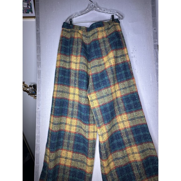 Elaine + George Gold Plaid High-Waisted Wide Leg Trousers | Tagged Size: XL - Picture 8 of 10